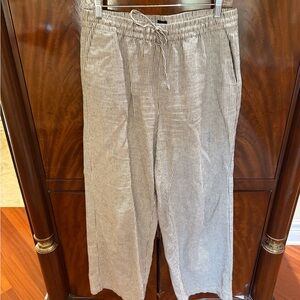 J. Crew Factory Striped Linen-Blend Slim Wide-leg Drawstring Pant